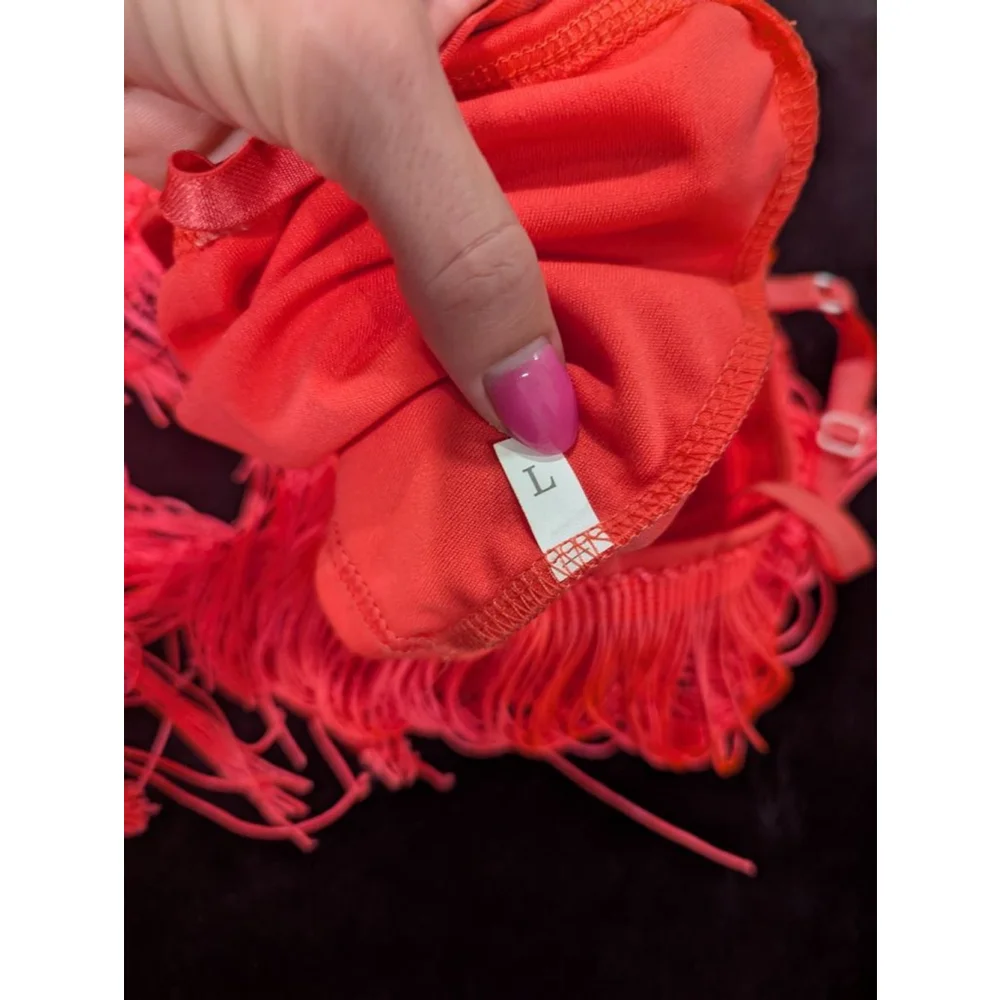 NWOT Neon Coral Pink Flapper Girl Costume L *FLAWED ITEM